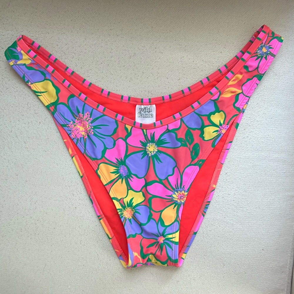 Wild Fable Women's Low Rise Ultra High Leg Multi Floral Print Bikini Bottoms